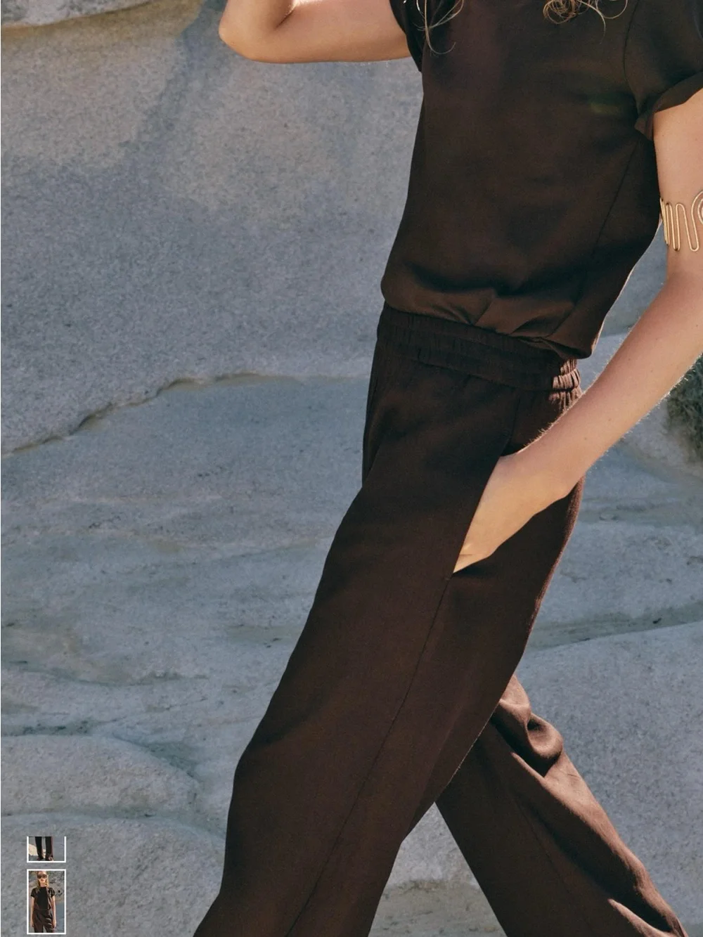 Zara Straight-Leg Linen-Blend Pants in Deep Brown